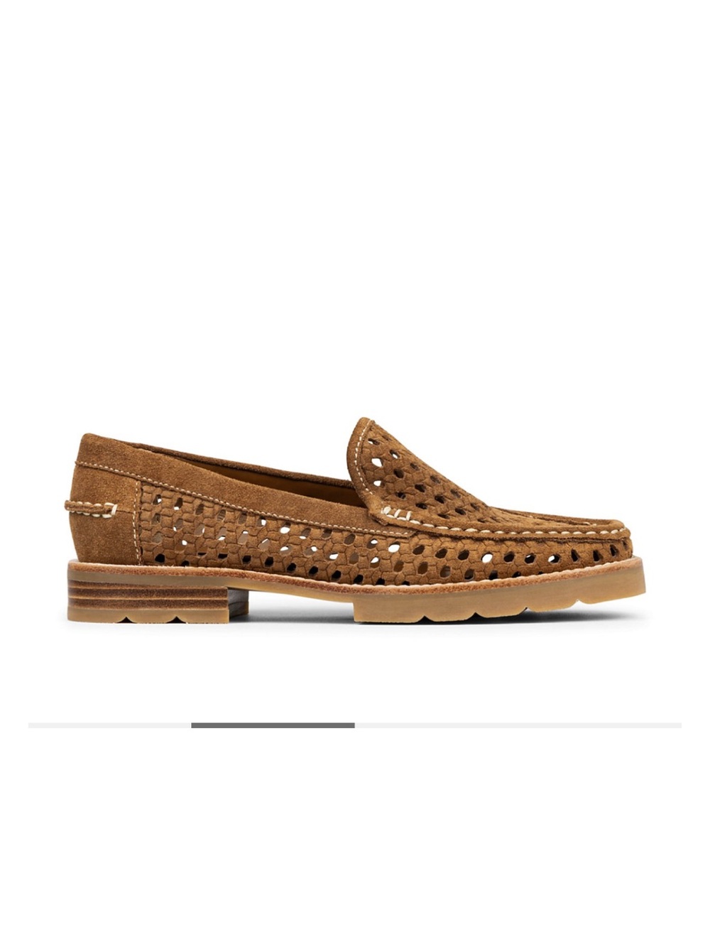Suede Perforated Slip-On Loafers - Brown - Picture 3 of 9
